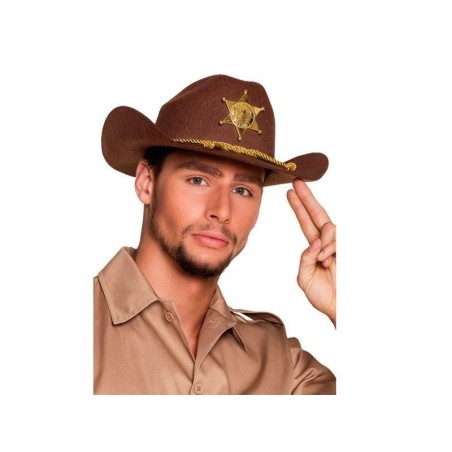 Sombrero sheriff marron con insignia y cordon rick 8712026043887 4388