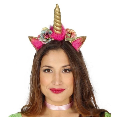Diadema unicornio oro con flores 8434077173954 17395