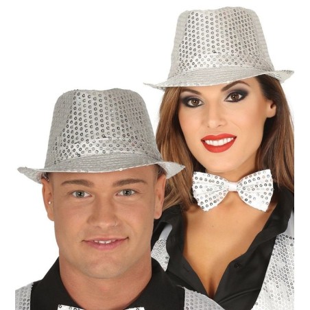 Sombrero ganster plata con lentejuelas 8434077131787 13178