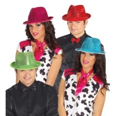Sombrero gangster lentejuelas colores 8434077131183 13118 AZUL