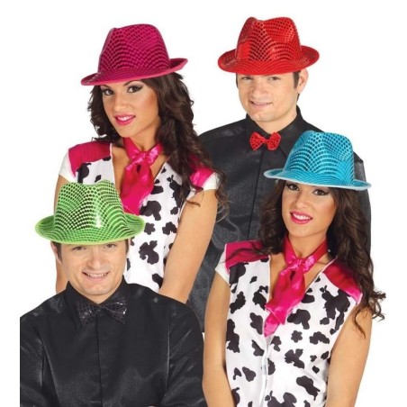 Sombrero gangster lentejuelas colores 8434077131183 13118 AZUL