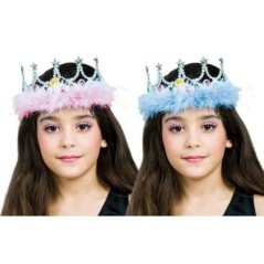 Tiara princesa corona azul o rosa con marabu 8423667067155 018030 AZUL