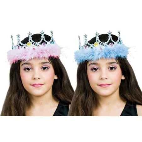 Tiara princesa corona azul o rosa con marabu 8423667067155 018030 AZUL
