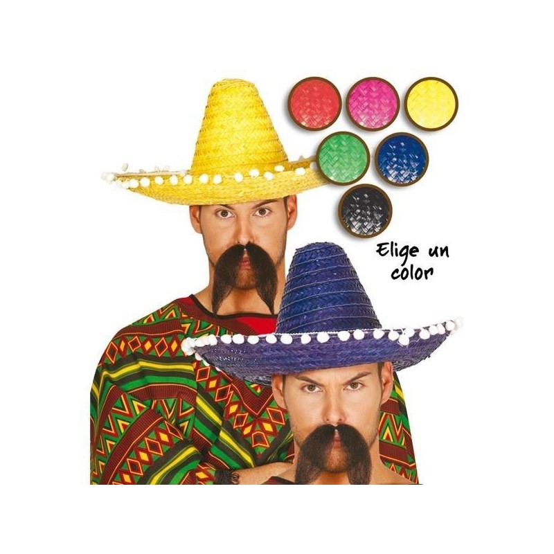 Sombrero mejicano paja 45 cm elige color