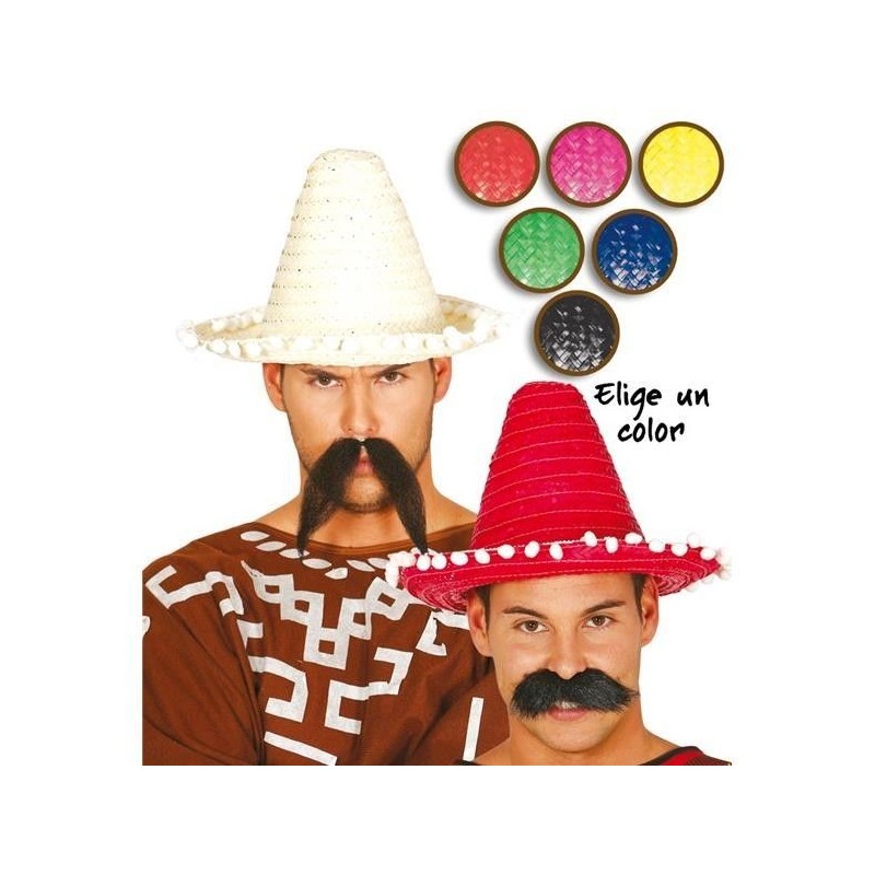 Sombrero mejicano paja 33 cm elige color