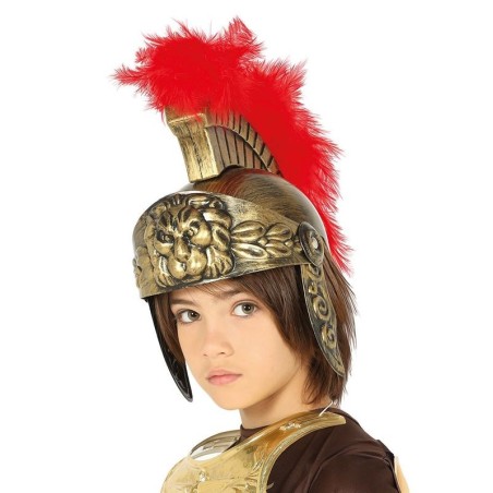 Casco soldado romano infantil dorado con pluma roja 8434077135952 13595