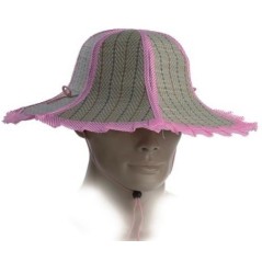 Gorro safari exploradora color paja y rosa plegable 8426215302395 30239