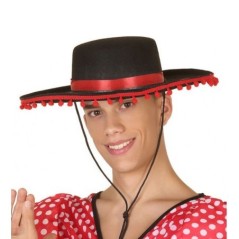 Sombrero cordobes borlas rojas adulto 8422259565017 56501