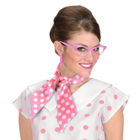 Pañuelo foular rosa con lunares blancos años 50 8003558000388 38