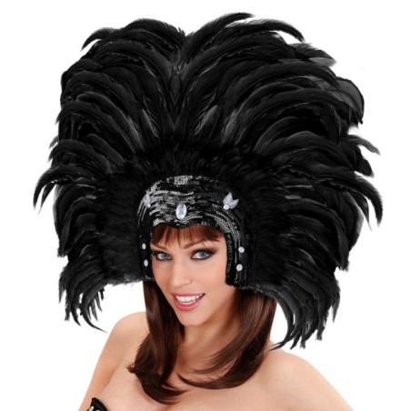 Tocado brasileño carnaval con plumas negras 8003558660711 66071