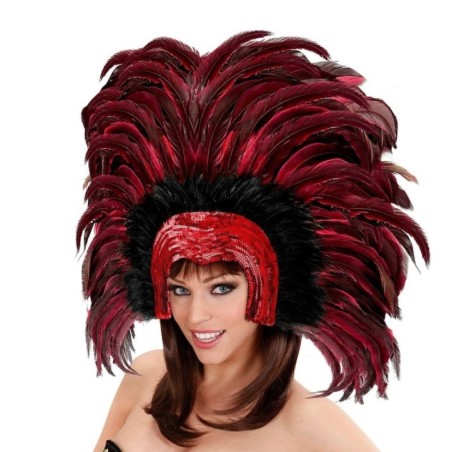 Tocado brasileño carnaval con plumas rojos 8003558660728 66072