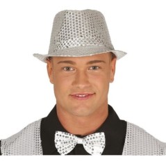 Sombrero gangster plata con lentejuelas 8434077132876 13287