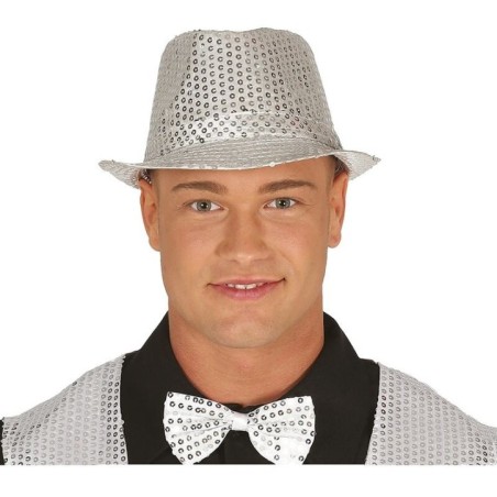 Sombrero gangster plata con lentejuelas 8434077132876 13287