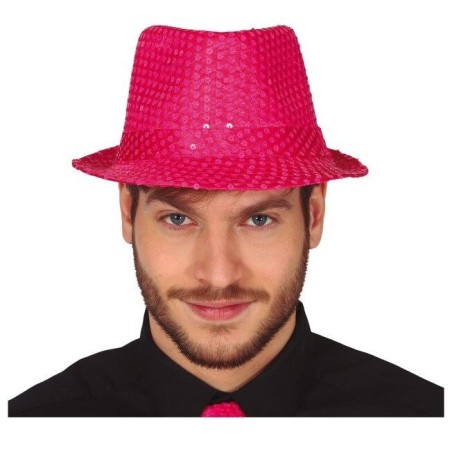 Sombrero gangster rosa neon lentejuelas 8434077132920 13292
