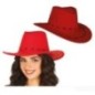 Sombrero vaquero rojo simil piel adulto