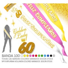 banda 60 cumpleanos purpurina 00962/100K60 8003558003693