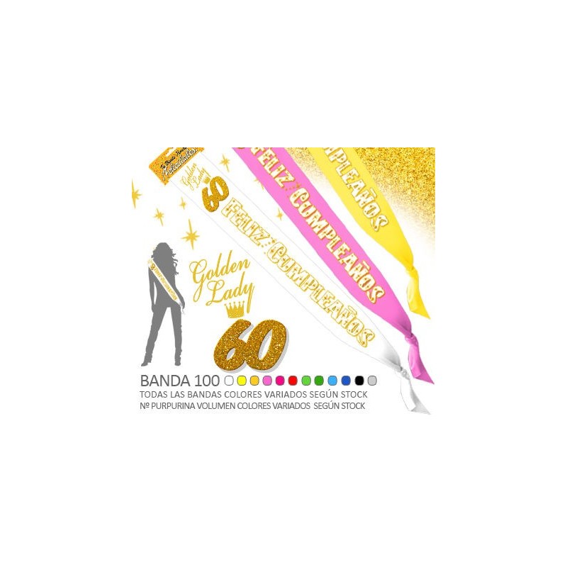 Banda 60 cumpleaños purpurina