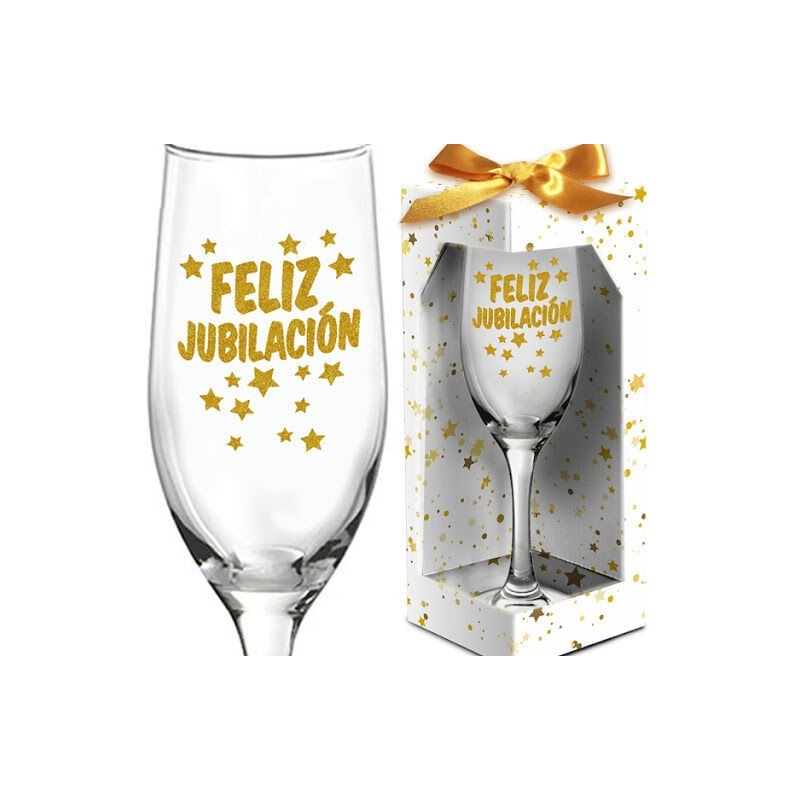 Copa champan feliz jubilacion cristal