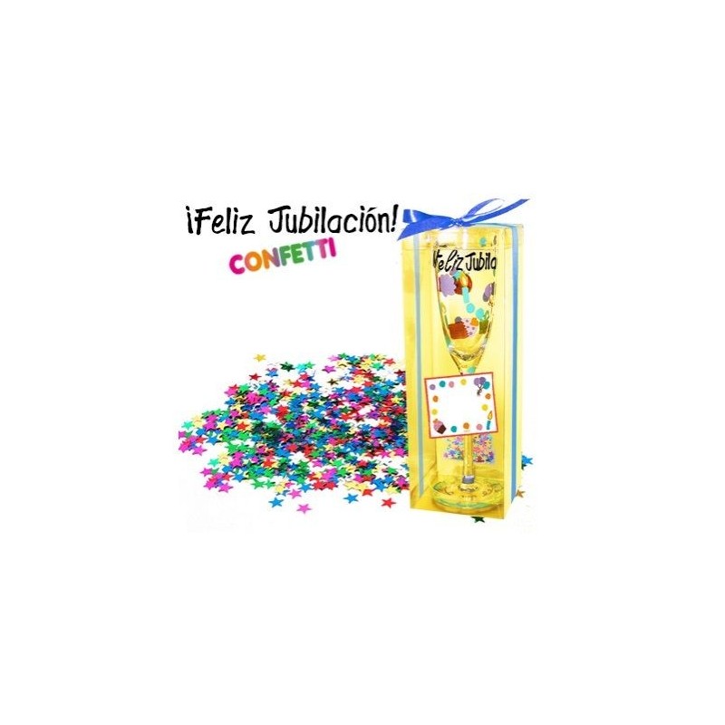 Copa cristal para jubilacion con confeti
