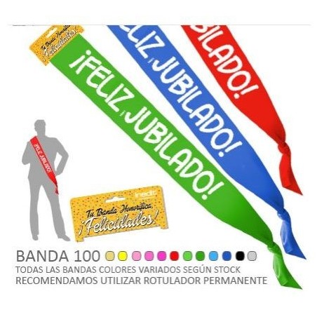 banda feliz jubilado de 10 cm ancho jubilacion 00998 59 8003558003693