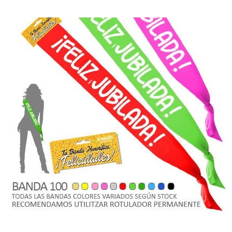 banda feliz jubilada 10 cm ancho jubilacion 00998 60 8003558003693