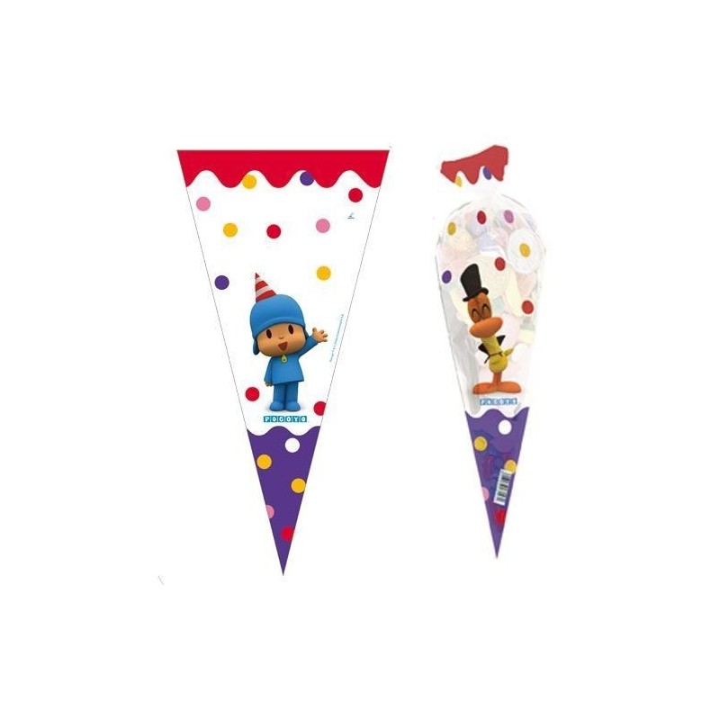 Bolsa cono de cumpleaños Pocoyo 20x40cm 1ud