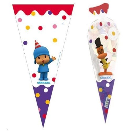 bolsa cono de cumpleanos pocoyo 20x40cm 1ud 16000320 8003558003693