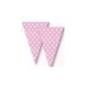 Banderin triangular rosa lunares 3 metros 17 x 37