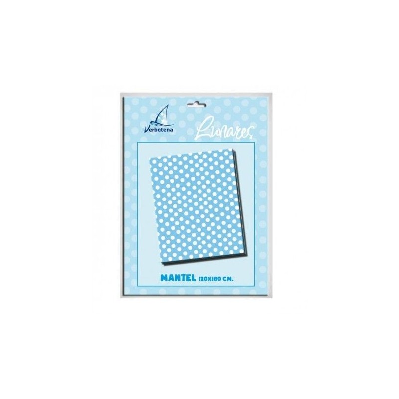 Mantel azul lunares blancos 120 x 180 unidad niño