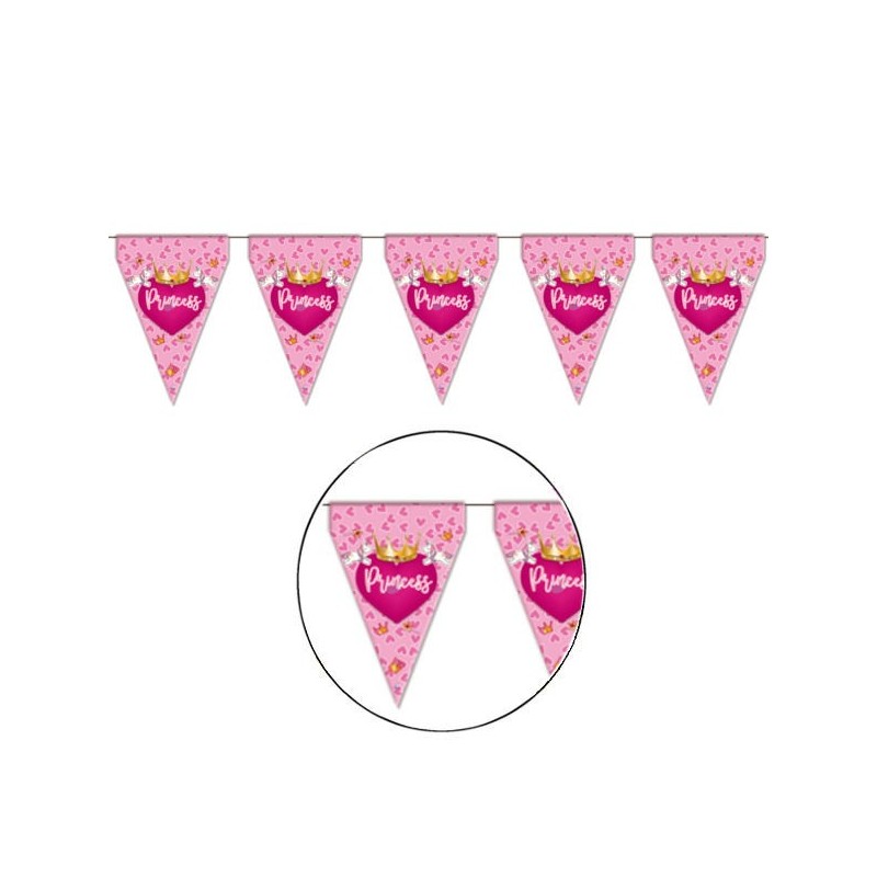 Banderin triangular cumpleaños princesa 3 metros