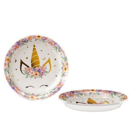 platos unicornio cumpleanos 8 uds de 17 cm 57209 8003558034116