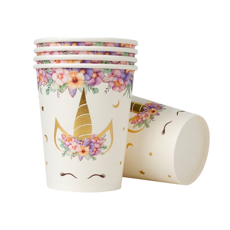 Vasos unicornio cumpleaños 8 uds