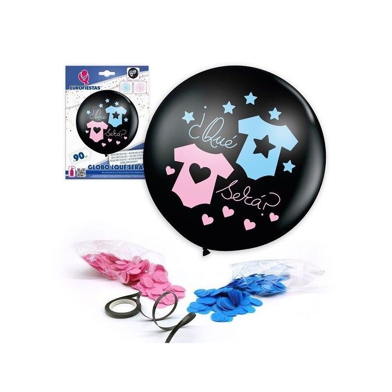 Globo revelacion genero negro 80 cm confeti