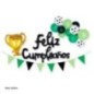 Set cumpleaños futbol copa, globos, guirnalda