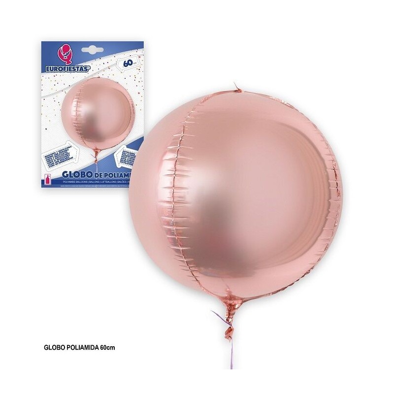 Globo redondo 4D rosa dorado 60 cm