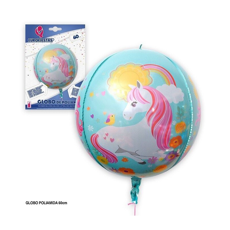 Globo redondo 4D unicornio 60 cm