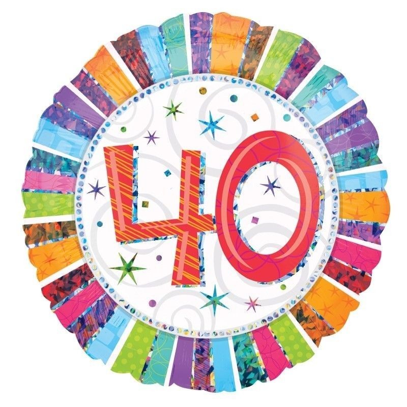 Globo 40 cumpleaños colores holografico 18  45 cm