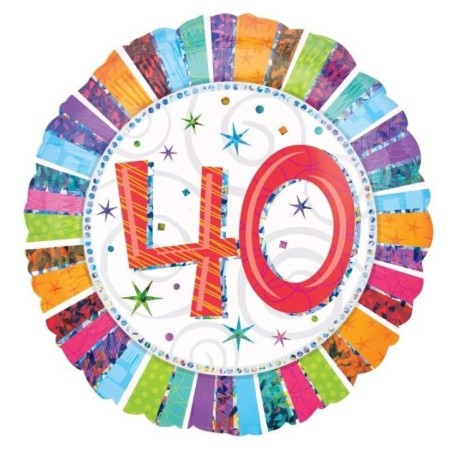 globo 40 cumpleanos colores holografico 18 45 cm 1607001 8003558034116