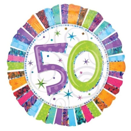 globo 50 cumpleanos colores holografico 18 45 cm 1607101 8003558034116