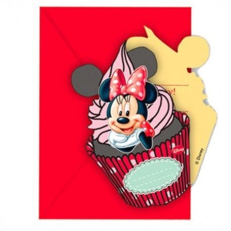 invitaciones de cumpleanos minnie rojas cafe 6 uds 16221 8003558034116