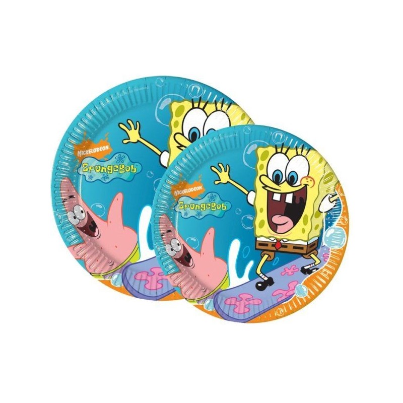 Platos Bob esponja cumpleaños 10 uds 20 cm