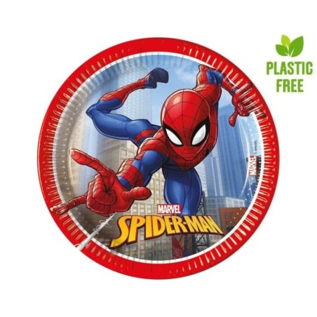 platos spiderman cumpleanos 8 uds 18 cm 16920 8412345010224