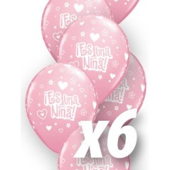 globo es un nina corazones babyshower qualatex de 6 uds 30 cm 17115 6 8412345010224