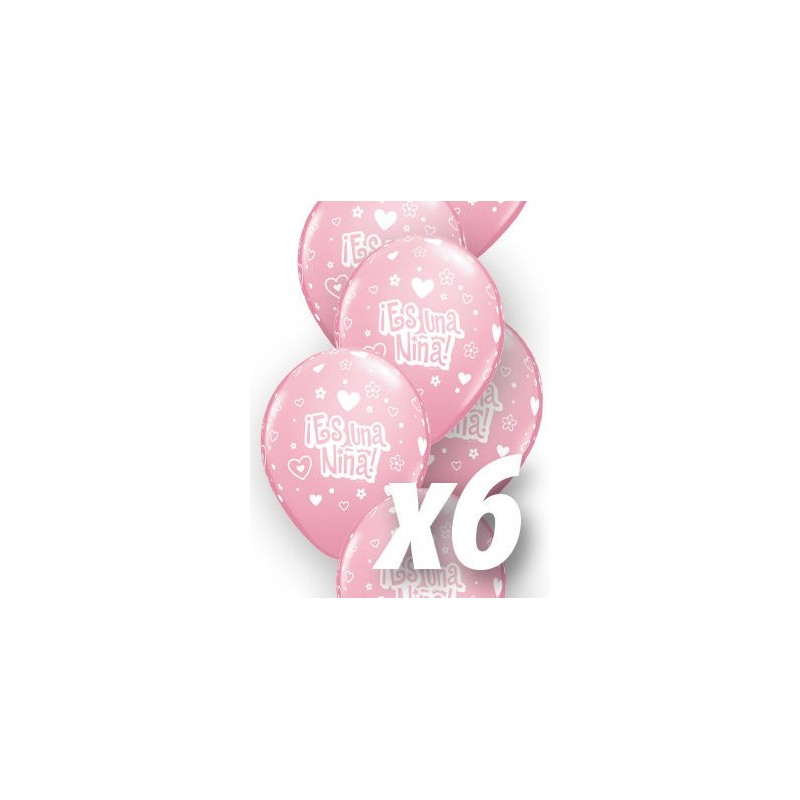 Globo es una niña corazones babyshower 6 uds 30 cm