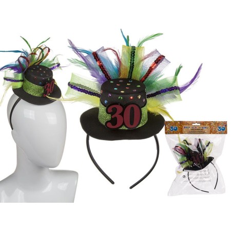 diadema con gorro plumas 30 cumpleanos 181112 8412345010224