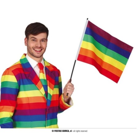 bandera arcoiris con palo 35x45 cm orgullo 18986 8412345010224