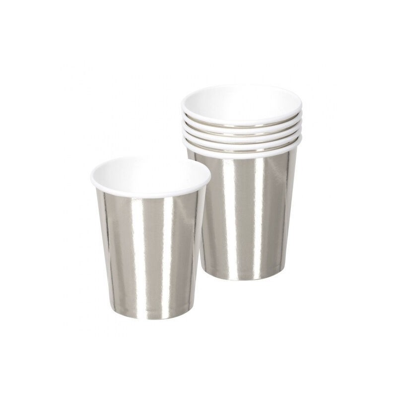 Vasos plateados 6 unidades 25 cl