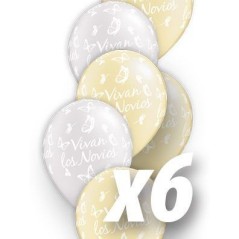 globos boda vivan los novios 6 uds 30 cm qualatex 20613 6 8412345010224