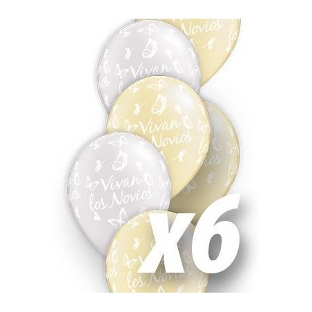 globos boda vivan los novios 6 uds 30 cm qualatex 20613 6 8412345010224