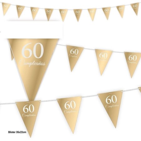 baderin triagular 60 cumpleanos oro 4 metros 21254 8412345010224